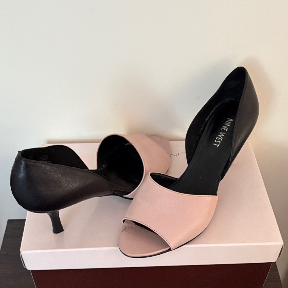 Nine West Two-Tone Black and Pink Heels